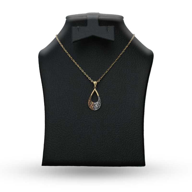 Dual Tone Gold Necklace (Chain with Pear shaped Pendant) 18KT - FKJNKL18KU1090 - Image 3