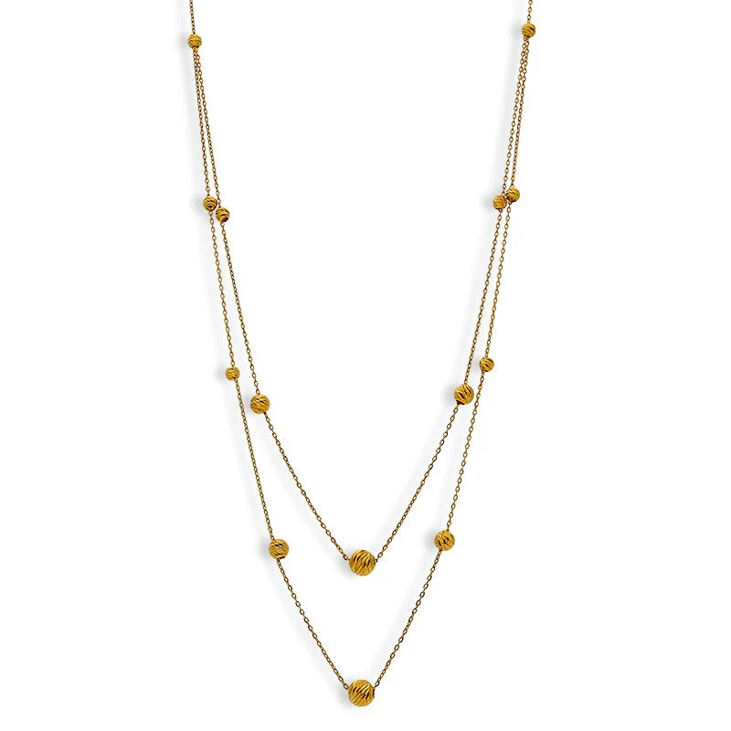 Gold Ball Necklace 21KT - FKJNKL21K2543