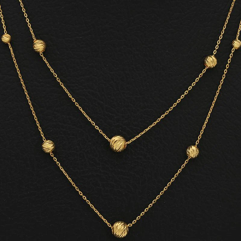 Gold Ball Necklace 21KT - FKJNKL21K2543 - Image 4