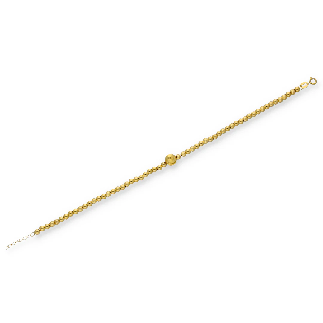 Gold Beaded Link With Sphere Shape Bracelet 18KT - FKJBRL18KU6344 - Image 2