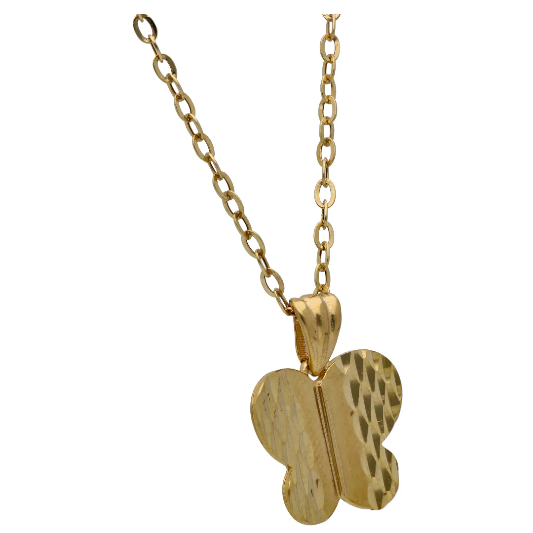 Gold Butterfly Shaped Pendant Set 18KT - FKJNKLST18KU6503 - Image 3