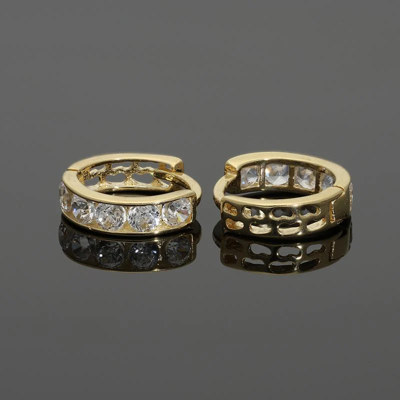 Gold Clip on Hoop Earrings 18KT - FKJERN18K2446 - Image 2