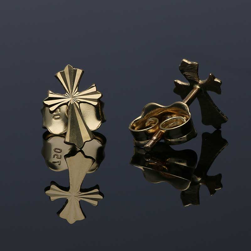 Gold Cross Stud Earrings 18KT - FKJERN18KU3066 - Image 3