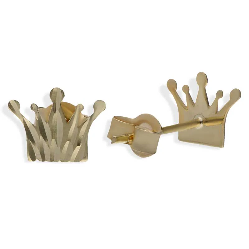 Gold Crown Stud Earrings 18KT - FKJERN18KU3060