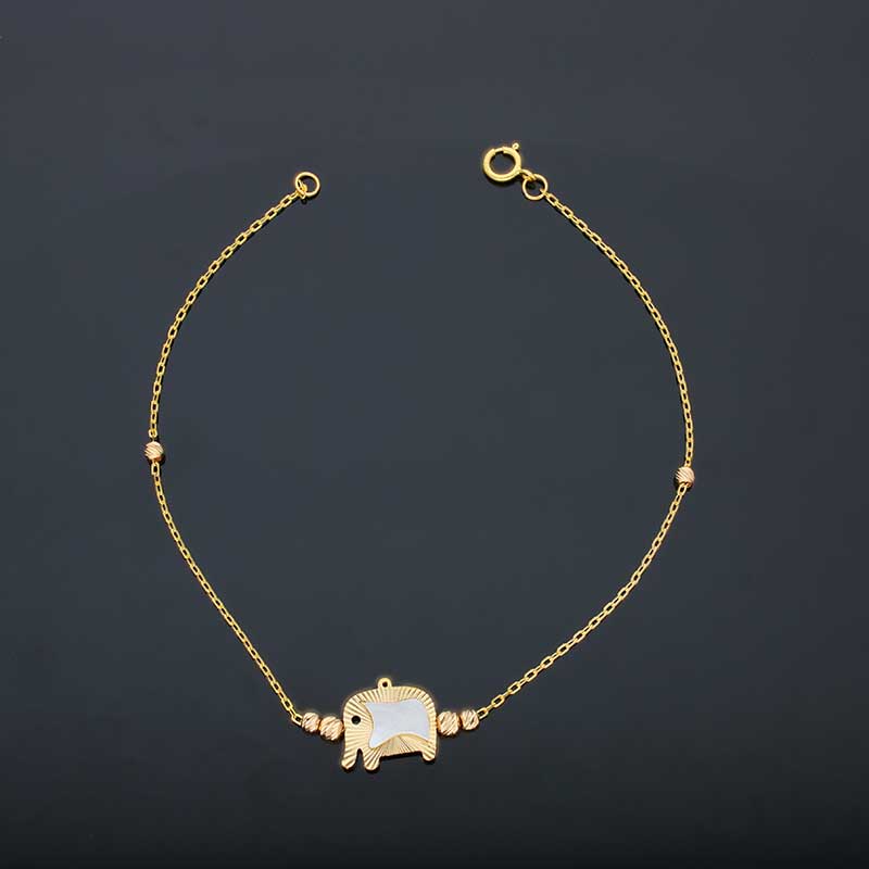Gold Elephant Shaped Bracelet 21KT - FKJBRL21KU6027 - Image 3