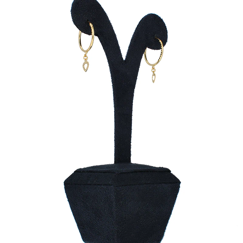 Gold Hanging Heart Hoop Earrings 18KT - FKJERN18KU3025 - Image 3