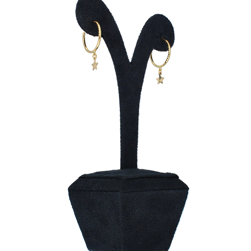 Gold Hanging Stars Hoop Earrings 18KT - FKJERN18KU3026 - Image 2