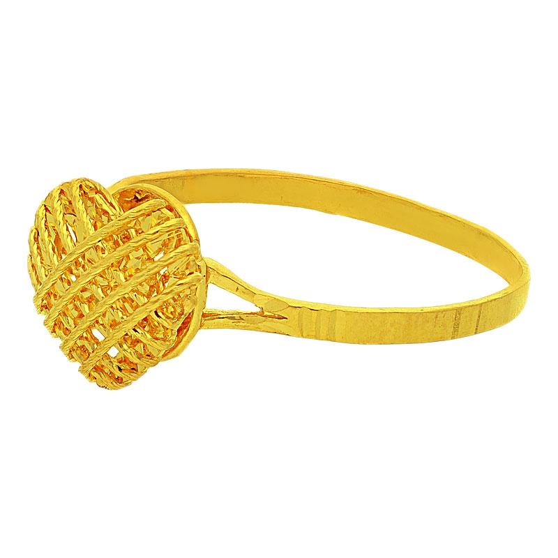 Gold Heart Cage Ring 22KT - FKJRN22K2103 - Image 3