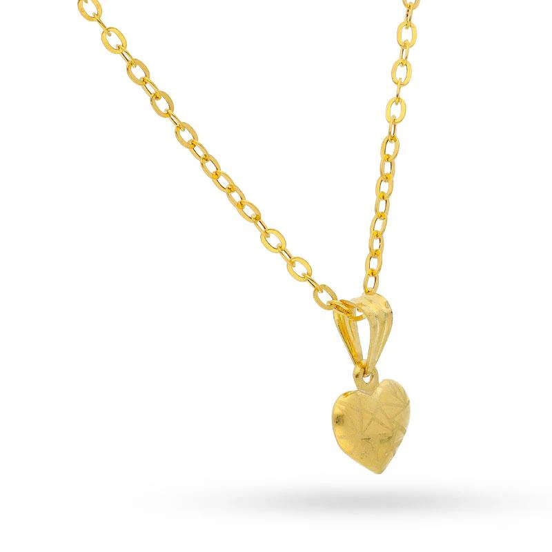 Gold Heart Pendant Set (Necklace and Earrings) 18KT - FKJNKLST18K2150 - Image 3