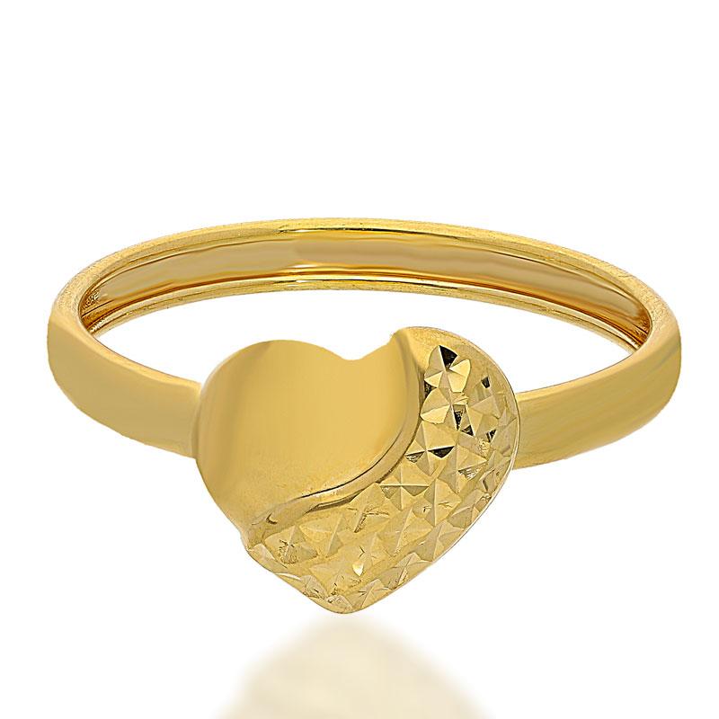 Gold Heart Pendant Set (Necklace, Earrings and Ring) 18KT - FKJNKLST18K2157 - Image 5