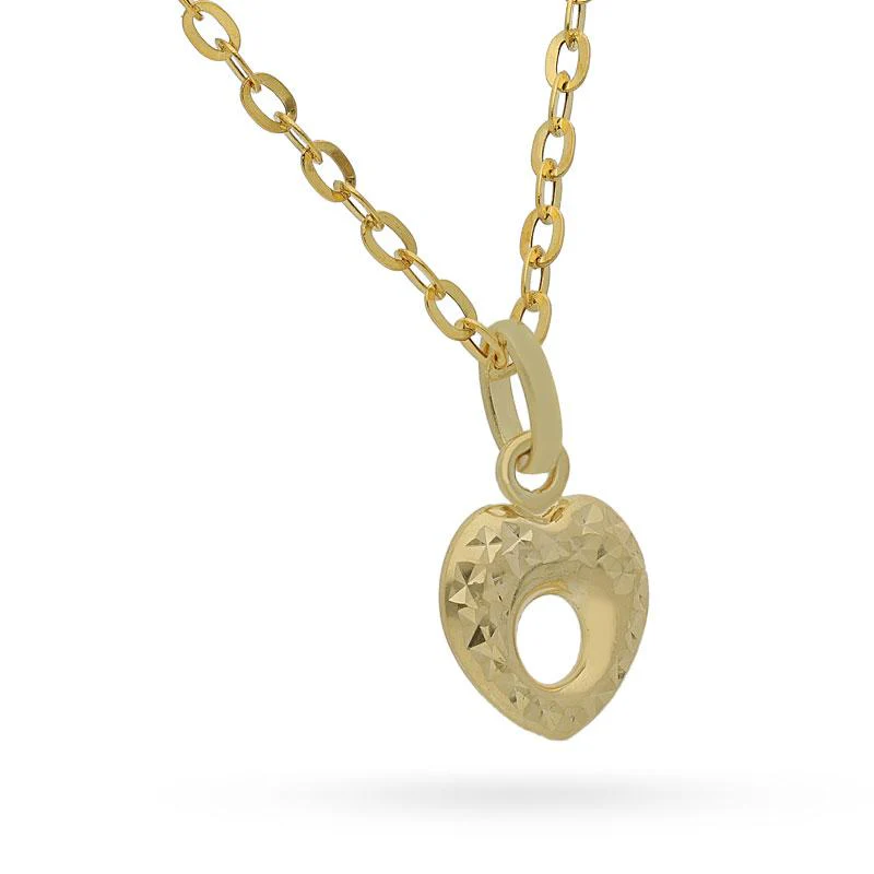 Gold Heart Pendant Set (Necklace, Earrings and Ring) 18KT - FKJNKLST18K2159 - Image 3