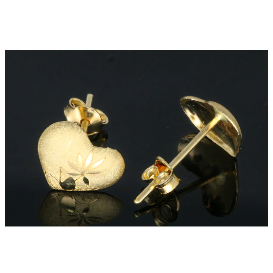 Gold Heart Shaped Earrings 18KT - FKJERN18KU6449 - Image 2