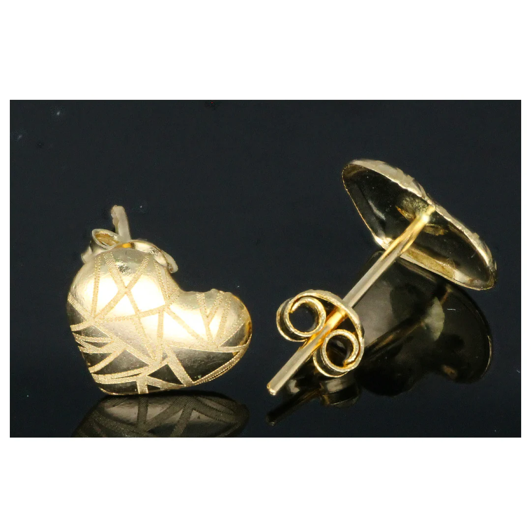 Gold Heart Shaped Earrings 18KT - FKJERN18KU6455 - Image 2