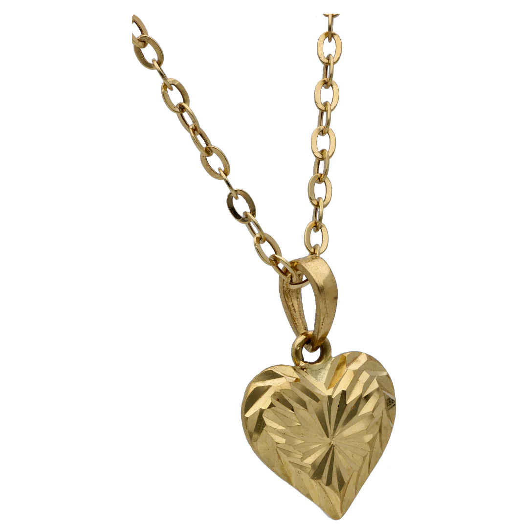 Gold Heart Shaped Pendant Set 18KT - FKJNKLST18KU6495 - Image 3