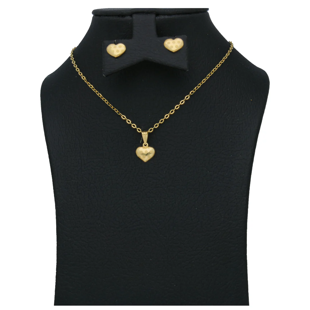 Gold Heart Shaped Pendant Set 18KT - FKJNKLST18KU6507