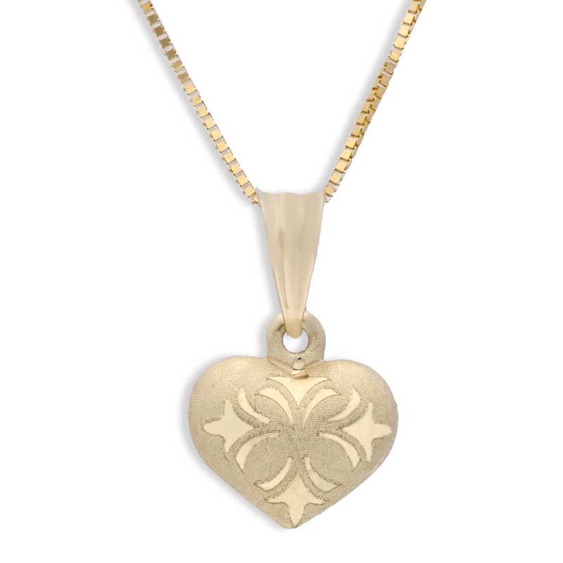 Gold Heart Shaped Pendant Set (Necklace and Earrings) 18KT - FKJNKLST18KU2001 - Image 2