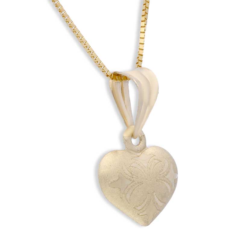Gold Heart Shaped Pendant Set (Necklace and Earrings) 18KT - FKJNKLST18KU2001 - Image 3