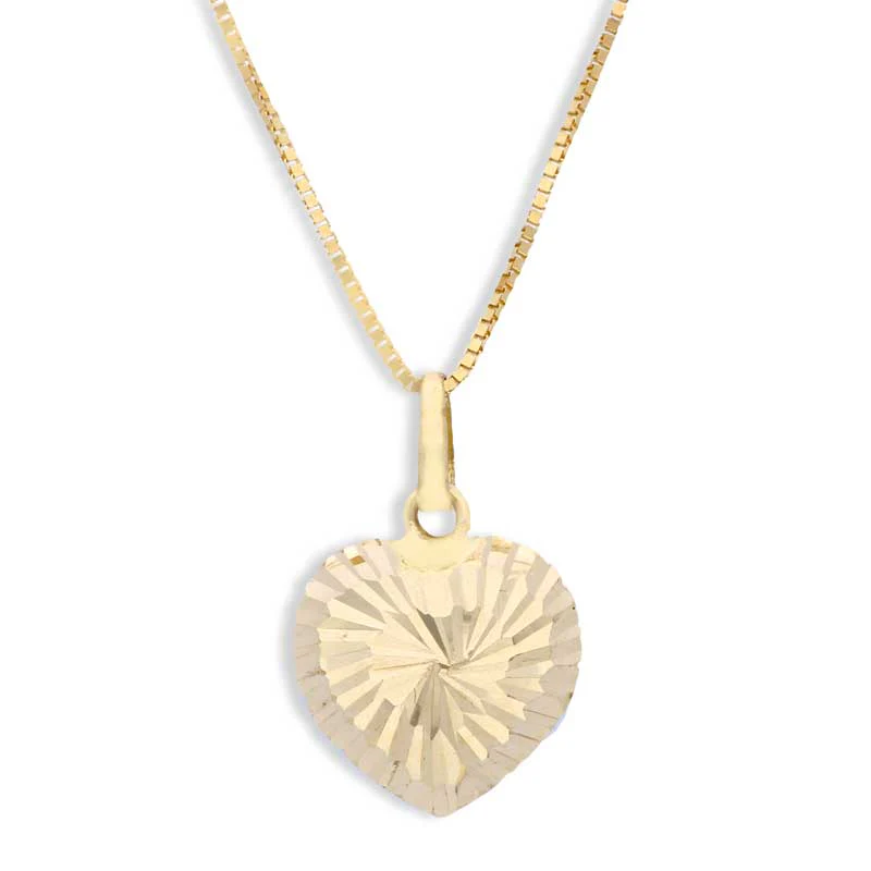 Gold Heart Shaped Pendant Set (Necklace and Earrings) 18KT - FKJNKLST18KU2008 - Image 2