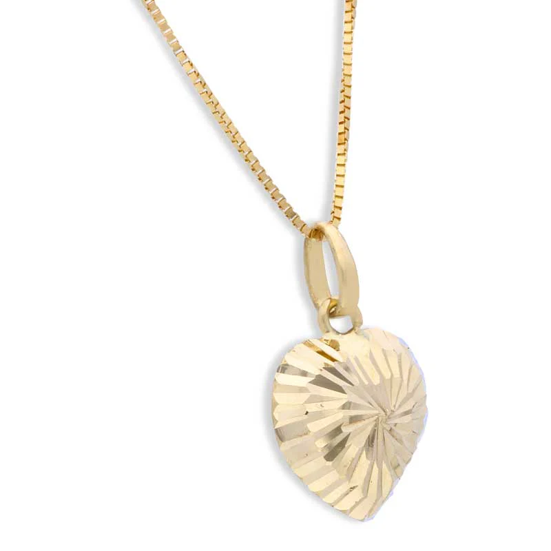 Gold Heart Shaped Pendant Set (Necklace and Earrings) 18KT - FKJNKLST18KU2008 - Image 3