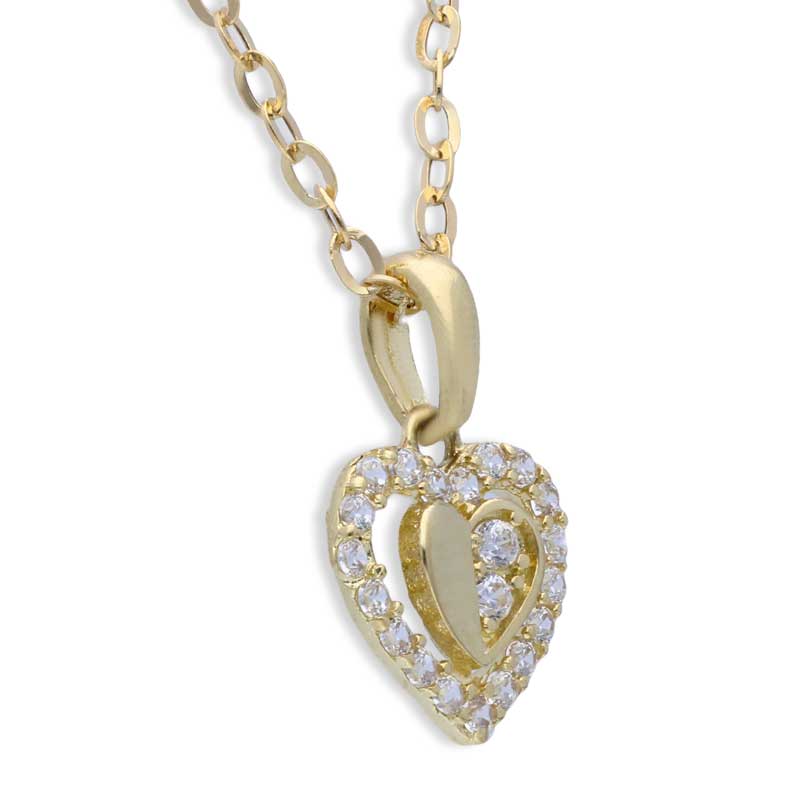 Gold Heart Shaped Pendant Set (Necklace and Earrings) 18KT - FKJNKLST18KU2018 - Image 3