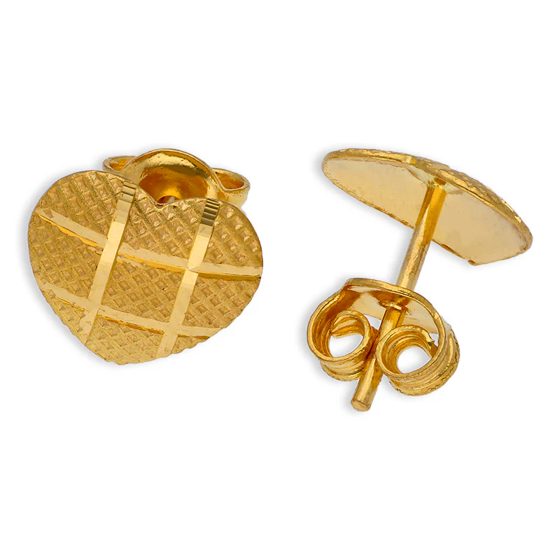 Gold Heart Shaped Pendant Set (Necklace and Earrings) 21KT - FKJNKLST21KU6072 - Image 6