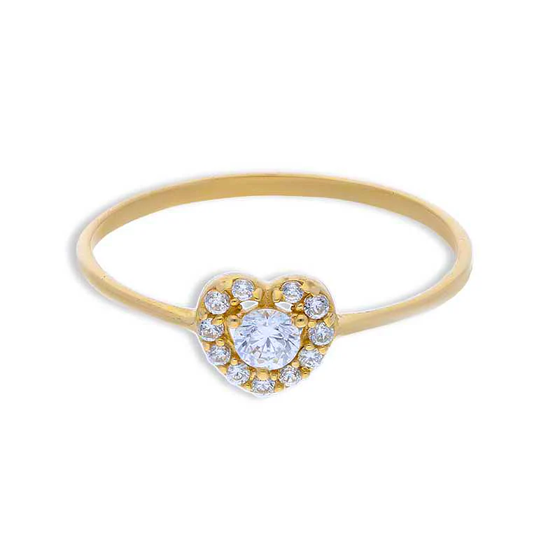 Gold Heart Shaped Ring 18KT - FKJRN18KU2088 - Image 2