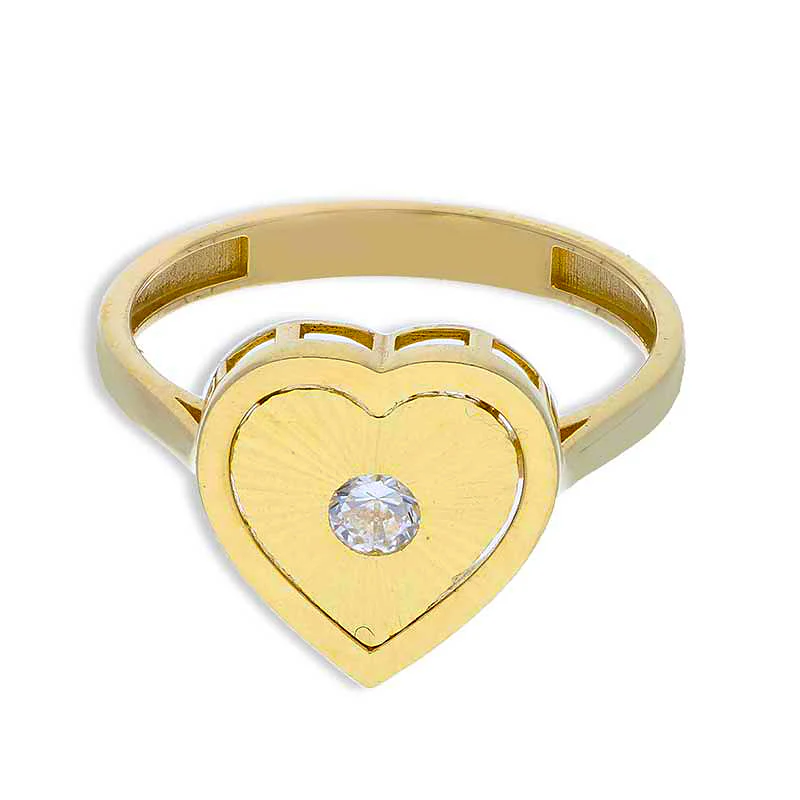 Gold Heart Shaped Ring 18KT - FKJRN18KU2094 - Image 2