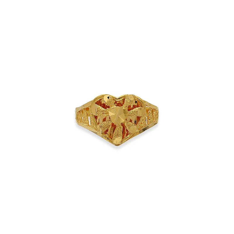 Gold Heart Shaped Ring 22KT - FKJRN22K2723 - Image 2
