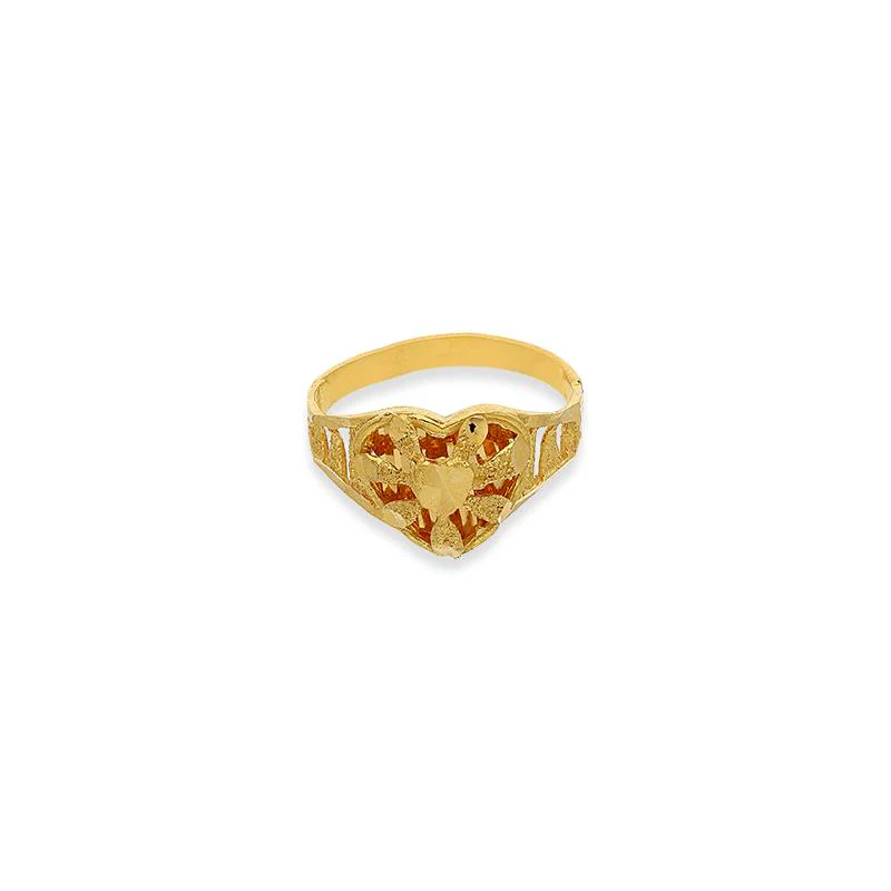 Gold Heart Shaped Ring 22KT - FKJRN22K2723 - Image 3