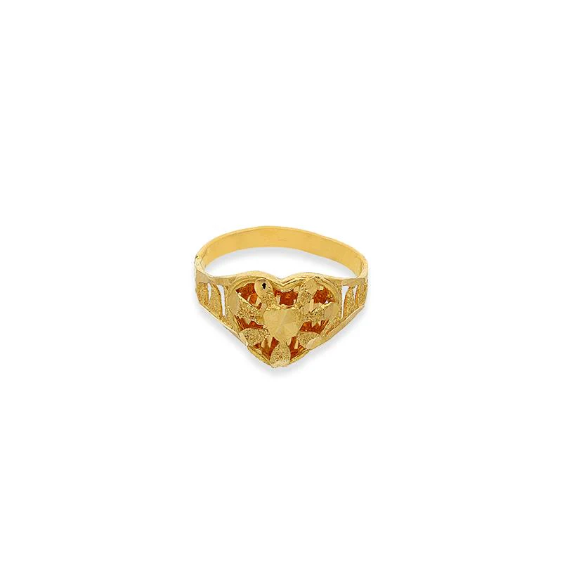 Gold Heart Shaped Ring 22KT - FKJRN22K2723 - Image 4