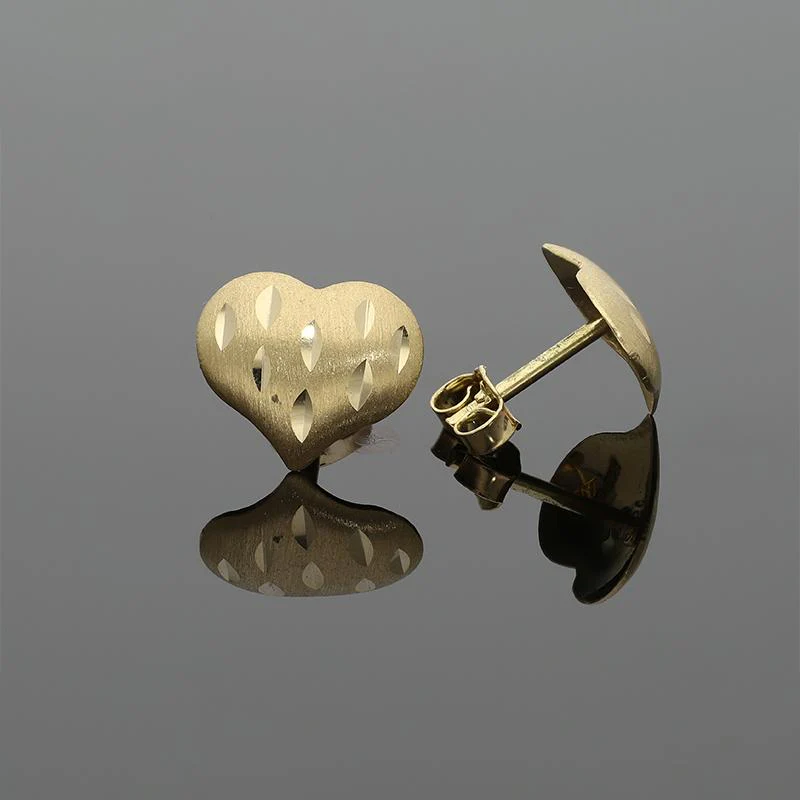 Gold Heart Shaped Stud Earrings 18KT - FKJERN18K2297 - Image 3