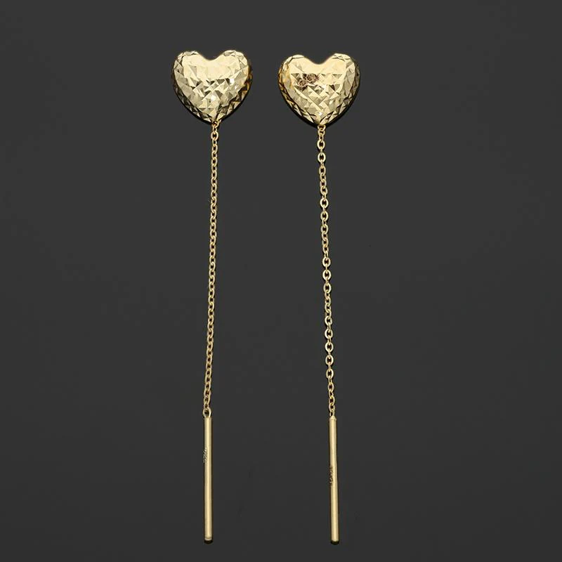 Gold Heart Shaped Tic-Tac Earrings 18KT - FKJERN18K2447 - Image 2