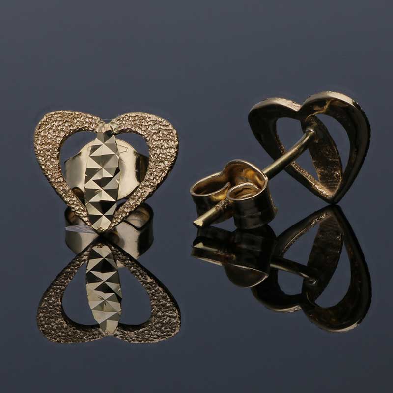 Gold Heart Stud Earrings 18KT - FKJERN18KU3067 - Image 3