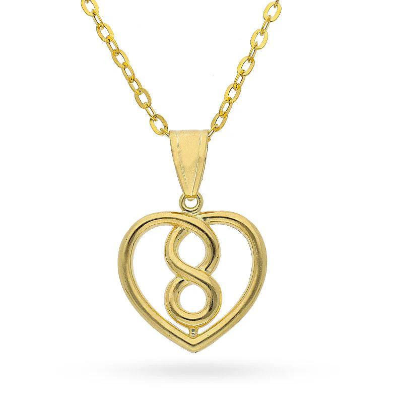 Gold Infinity Heart Pendant Set (Necklace, Earrings and Ring) 18KT - FKJNKLST18K2154 - Image 2