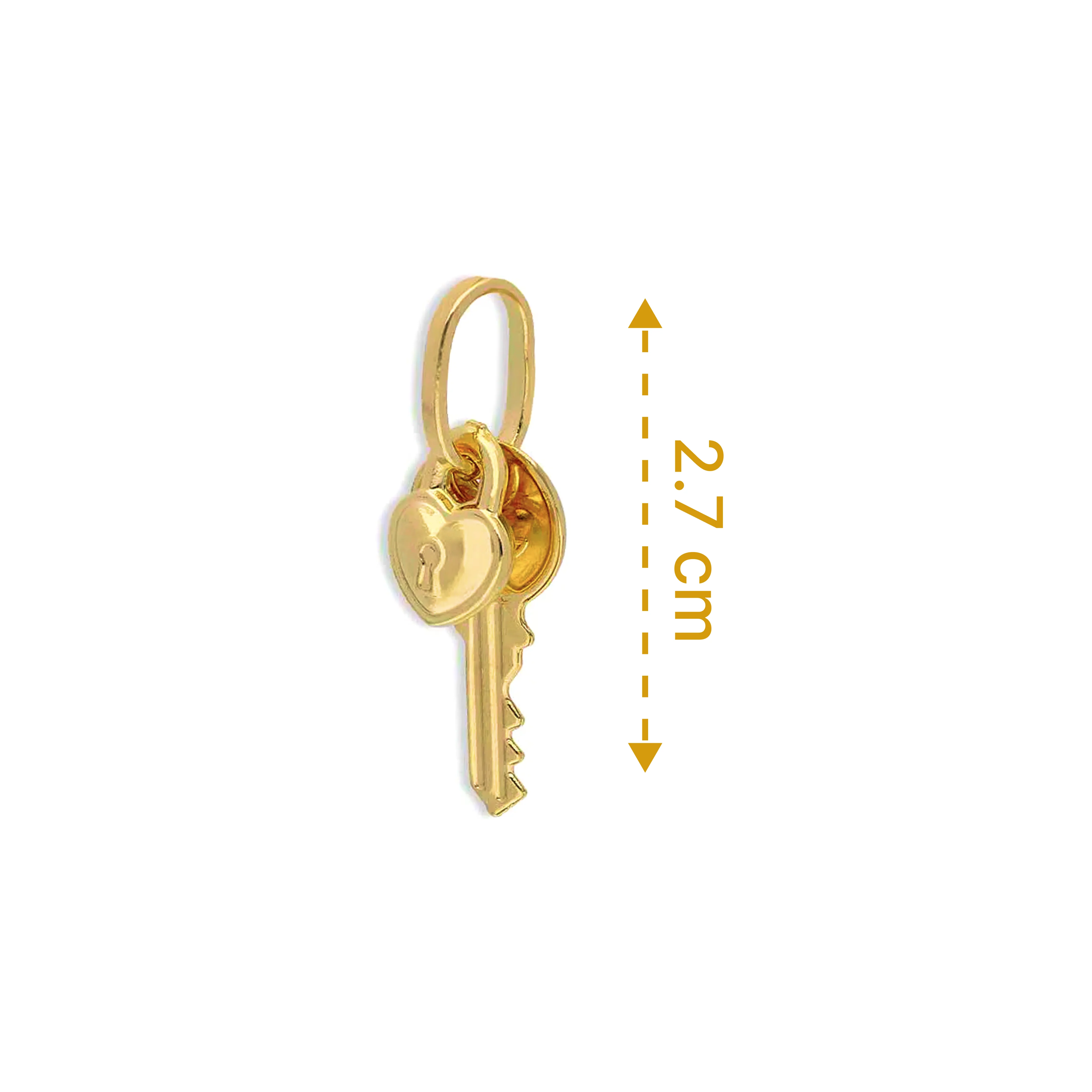Gold Key and Heart Lock Pendant 18KT - FKJPND18KU1124 - Image 2