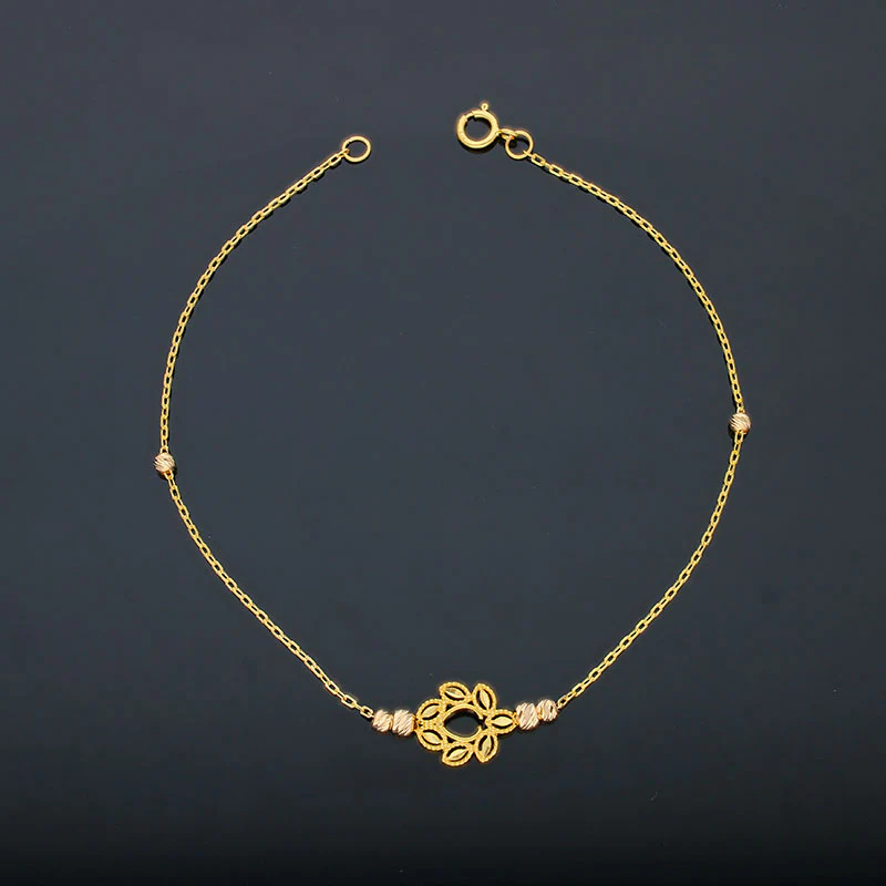 Gold Leaf Shaped Bracelet 21KT - FKJBRL21KU6010 - Image 3