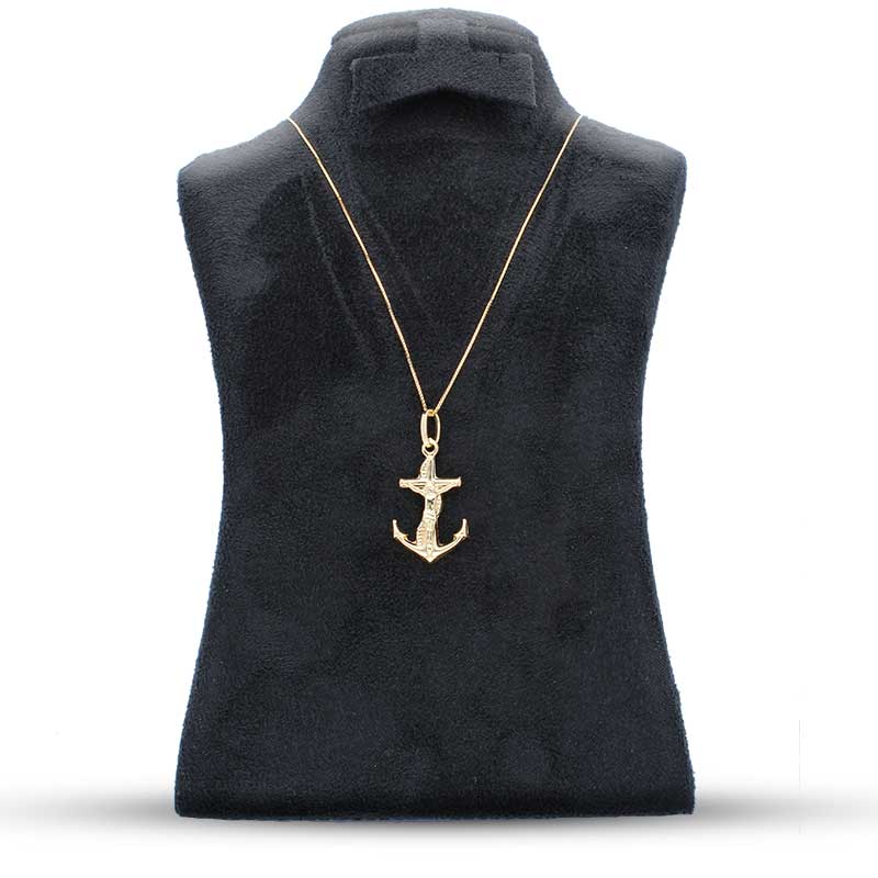 Gold Necklace (Chain with Cross and Anchor Pendant) 18KT - FKJNKL18KU1034 - Image 3