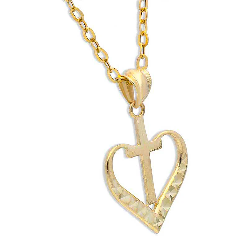 Gold Necklace (Chain with Cross In Heart Pendant) 18KT - FKJNKL18KU1139 - Image 2