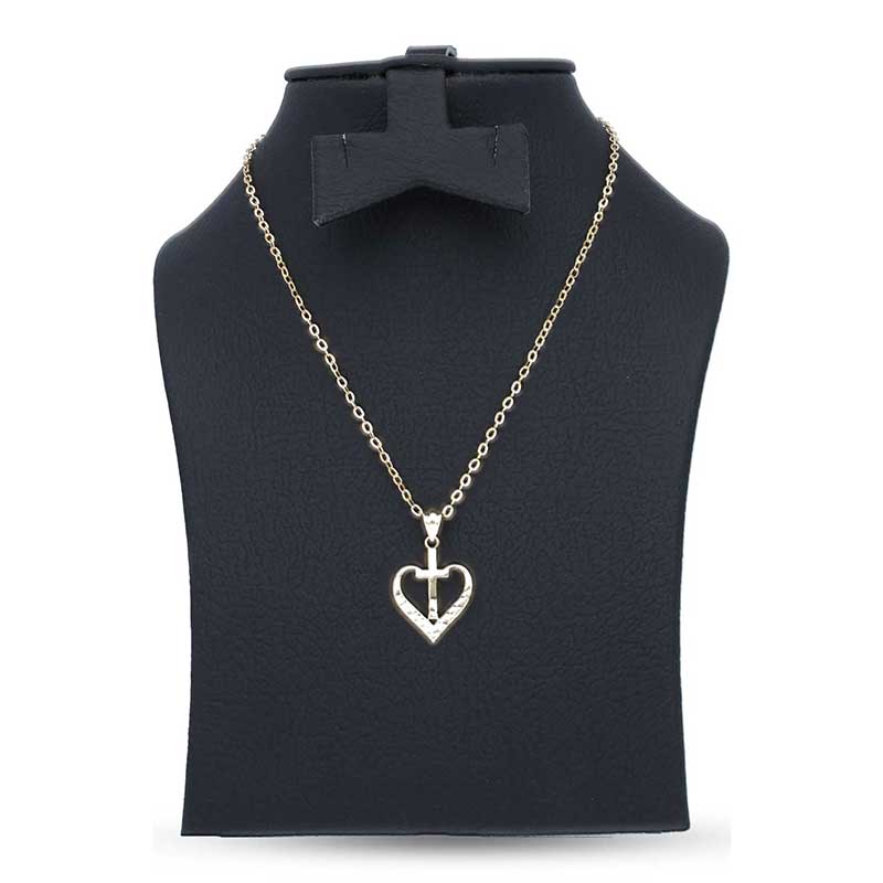 Gold Necklace (Chain with Cross In Heart Pendant) 18KT - FKJNKL18KU1139 - Image 3