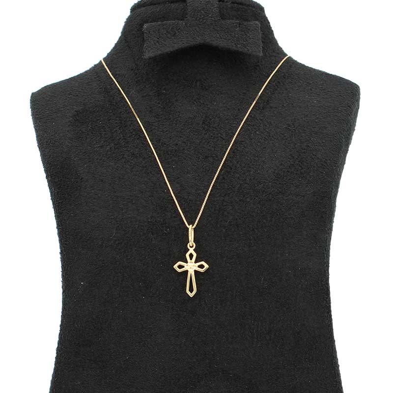 Gold Necklace (Chain with Cross Pendant) 18KT - FKJNKL18KU1029 - Image 2