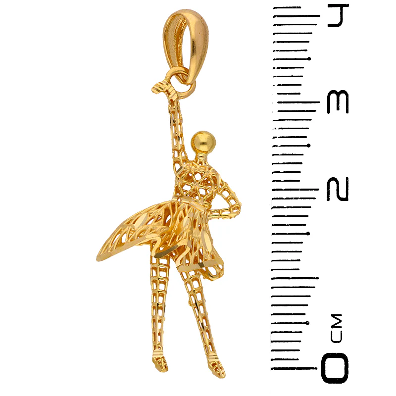 Gold Necklace (Chain with Dancing Girl Pendant) 21KT - FKJNKL21KU6069 - Image 4