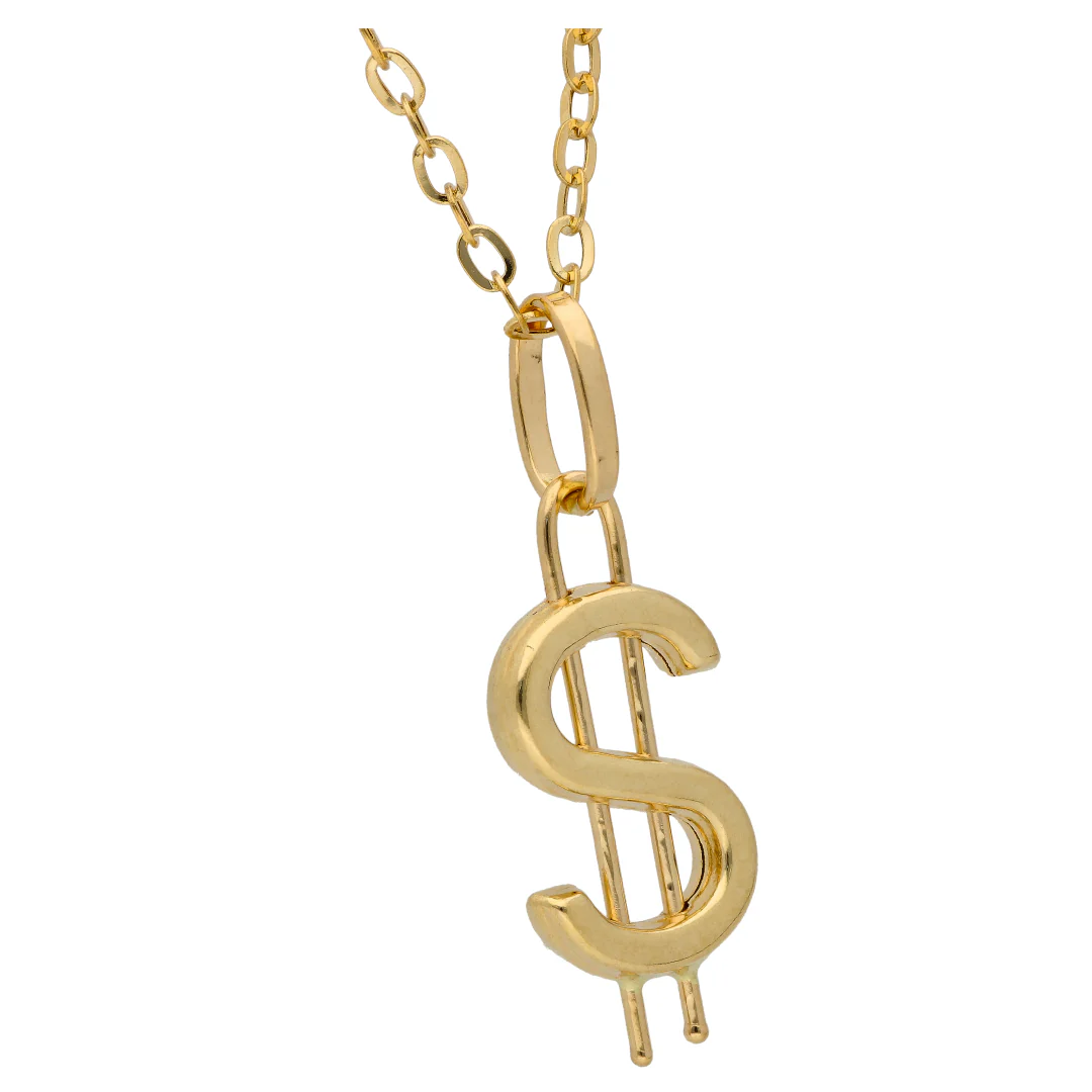 Gold Necklace (Chain with Dollar Shaped Pendant) 18KT - FKJNKL18KU6604 - Image 3