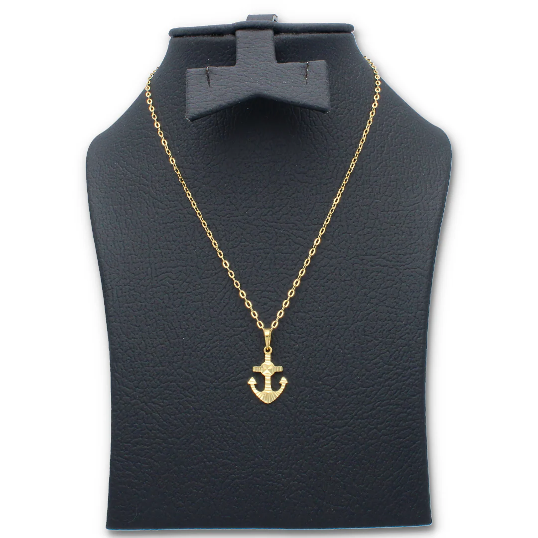 Gold Necklace (Chain with Gold Anchor Shaped Pendant) 18KT - FKJNKL18KU6128