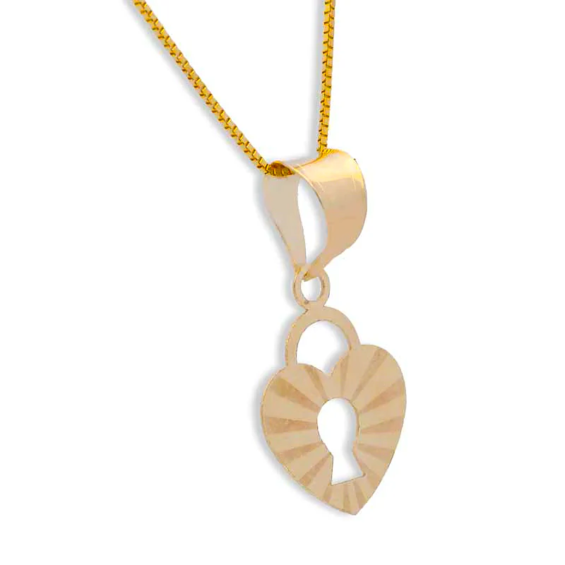Gold Necklace (Chain with Heart Lock Pendant) 18KT - FKJNKL18KU1066 - Image 2