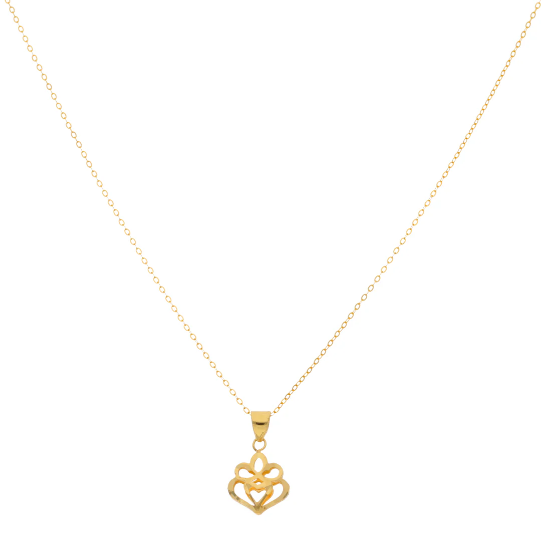 Gold Necklace (Chain with Hollow Flower Shaped Pendant) 18KT - FKJNKL18KU6427 - Image 3