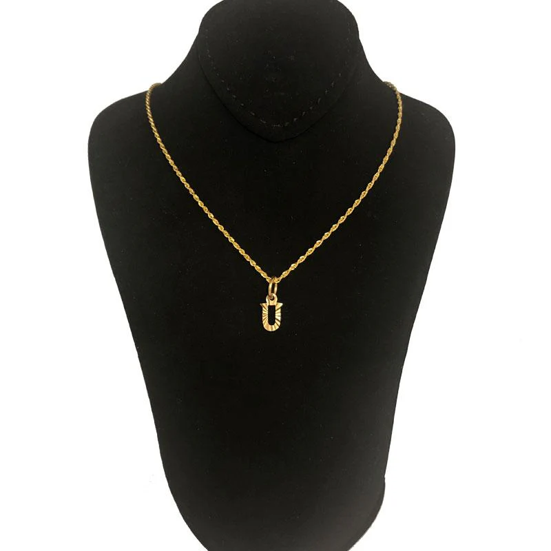 Gold Necklace (Chain with Alphabet Pendant) 18KT - FKJNKL1468 - Image 21