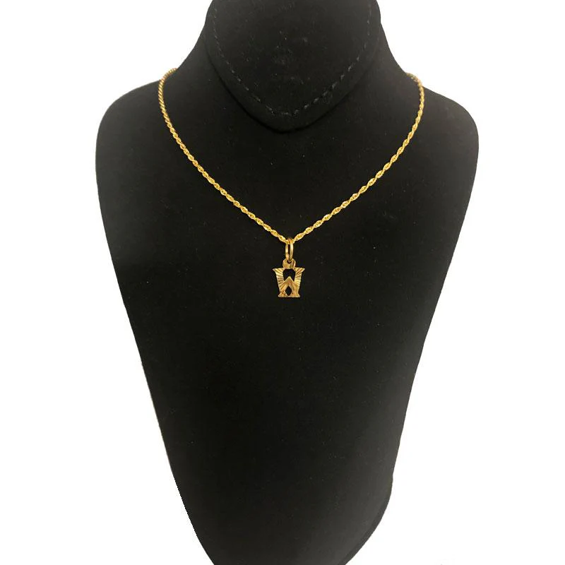 Gold Necklace (Chain with Alphabet Pendant) 18KT - FKJNKL1468 - Image 23