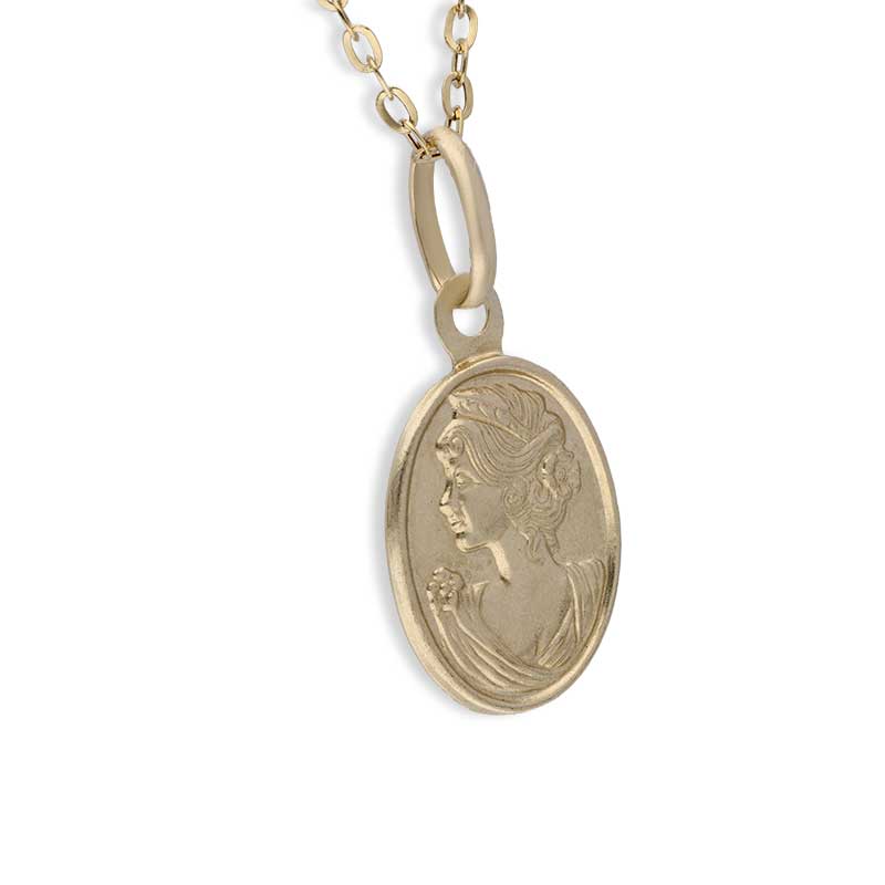 Gold Necklace (Chain with Queen Oval Shaped Pendant) 18KT - FKJNKL18KU1104 - Image 2