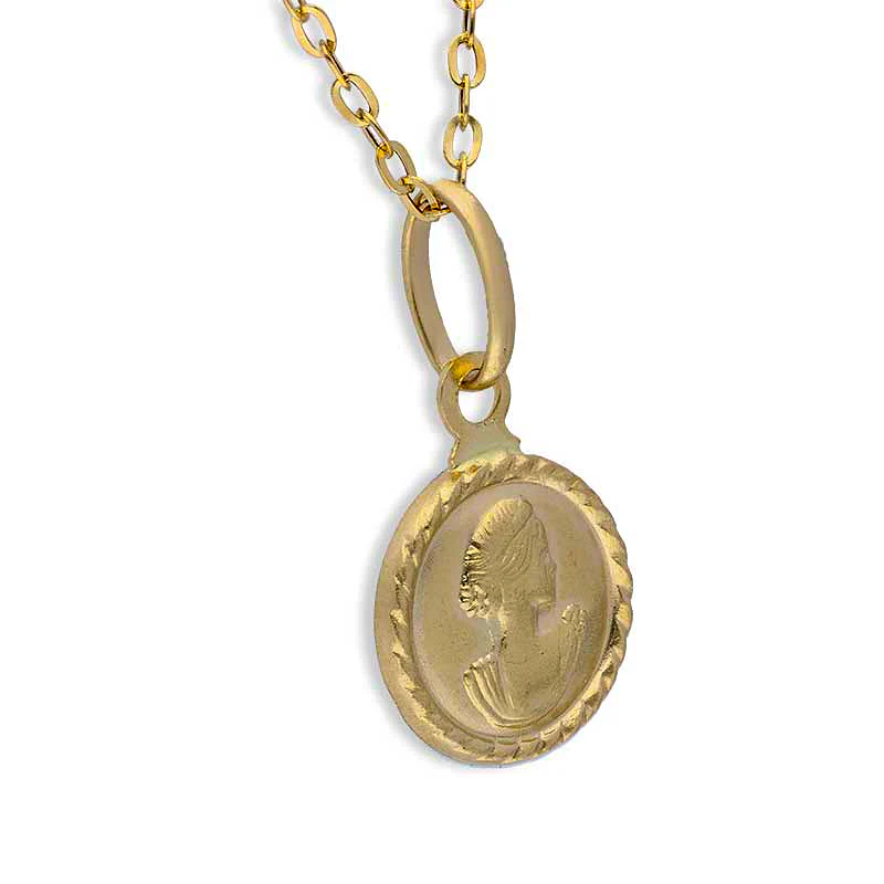 Gold Necklace (Chain with Queen Round Shaped Pendant) 18KT - FKJNKL18KU1105 - Image 2