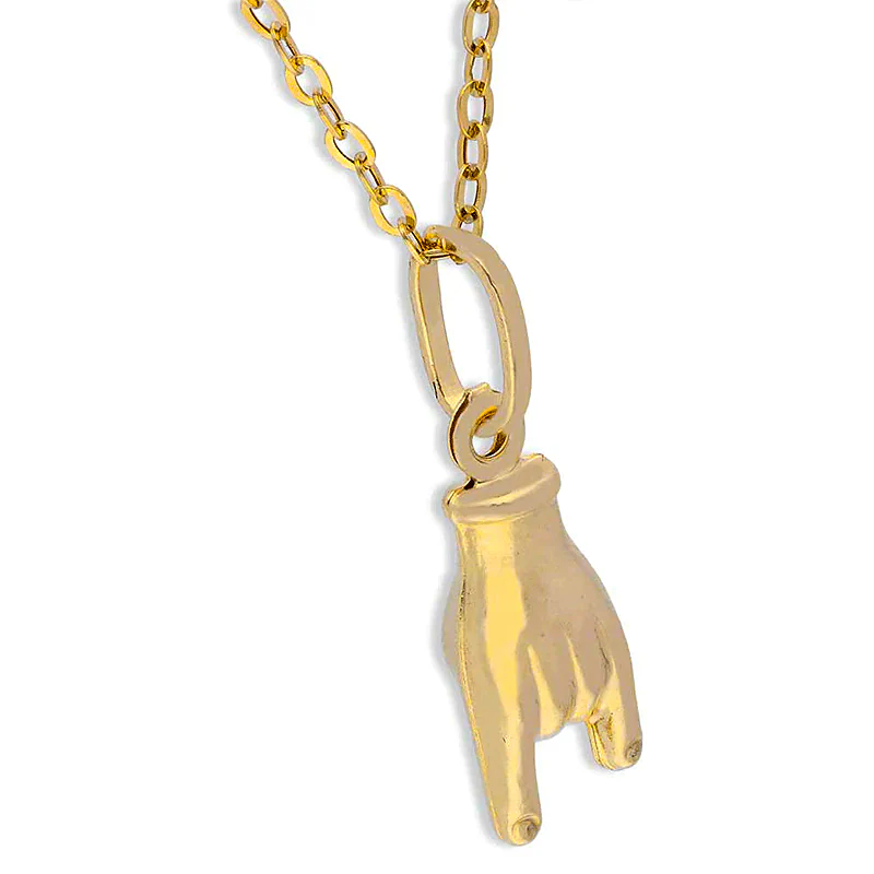 Gold Necklace (Chain with Rock Gesture Pendant) 18KT - FKJNKL18KU1131 - Image 2
